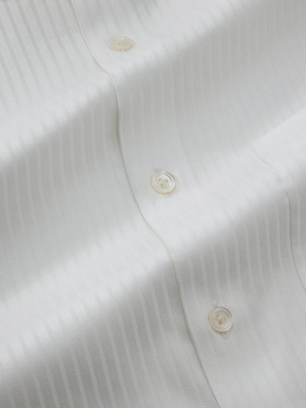 Antonello White Striped Full Sleeve Single Cuff Tailored Fit Classic Formal Cotton Shirt