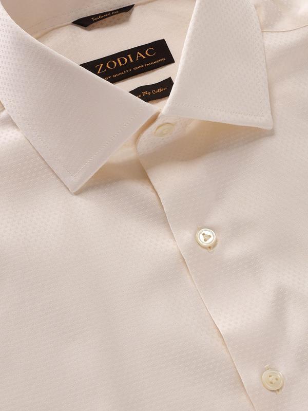 Antonello Cream Solid Full sleeve single cuff Tailored Fit Classic Formal Cotton Shirt