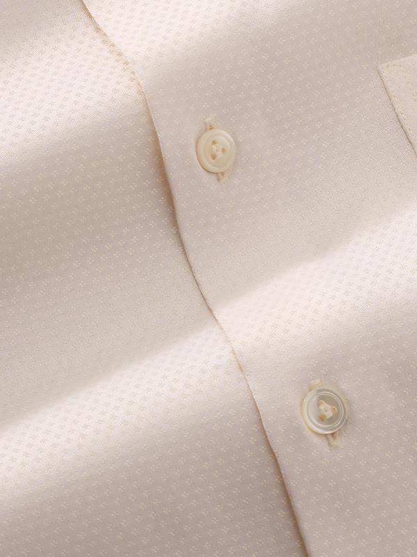 Antonello Cream Solid Full sleeve single cuff Tailored Fit Classic Formal Cotton Shirt