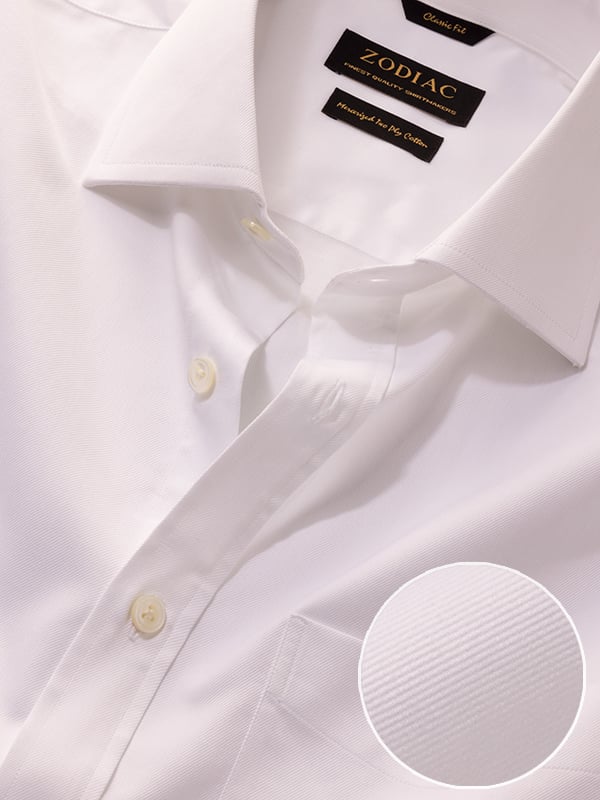 Antonello White Solid Full Sleeve Double Cuff Classic Fit Classic Formal Cotton Shirt