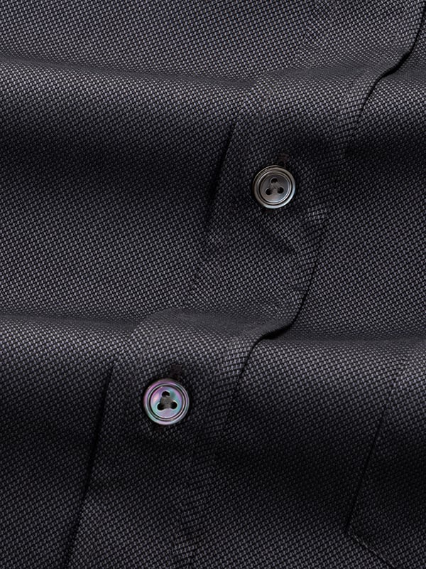 Marzeno Dark Grey Solid Full Sleeve Classic Fit Semi Formal Dark Cotton Shirt