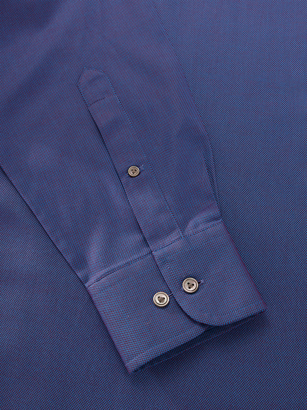 Marzeno Blue Solid Full Sleeve Single Cuff Classic Fit Semi Formal Dark Cotton Shirt