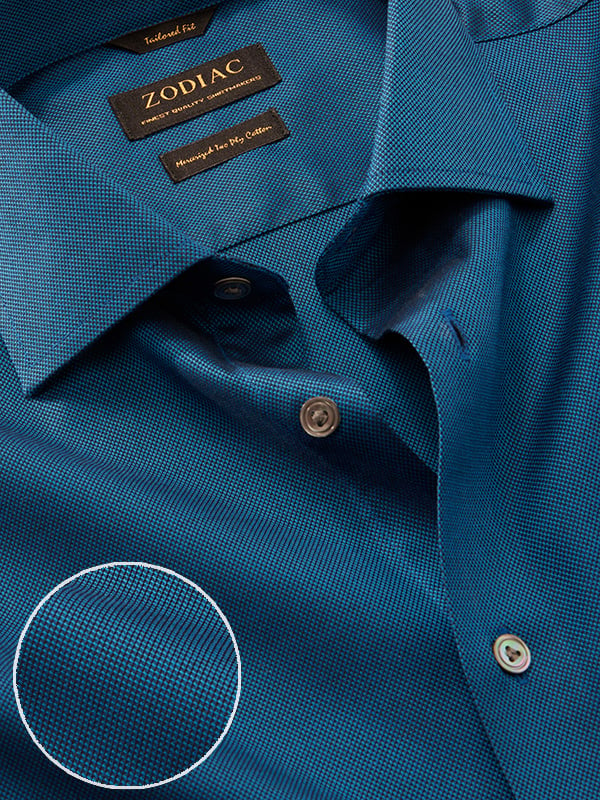 Marzeno Navy Solid Full Sleeve Single Cuff Tailored Fit Semi Formal Dark Cotton Shirt