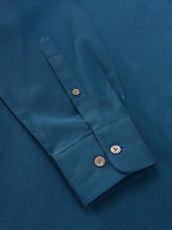 Marzeno Navy Solid Full Sleeve Single Cuff Tailored Fit Semi Formal Dark Cotton Shirt