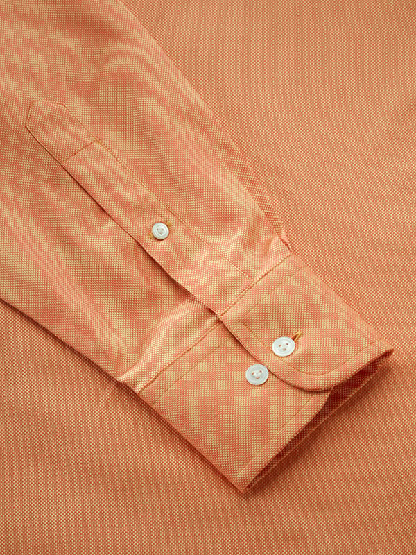 Marzeno Orange Solid Full Sleeve Single Cuff Classic Fit Semi Formal Dark Cotton Shirt