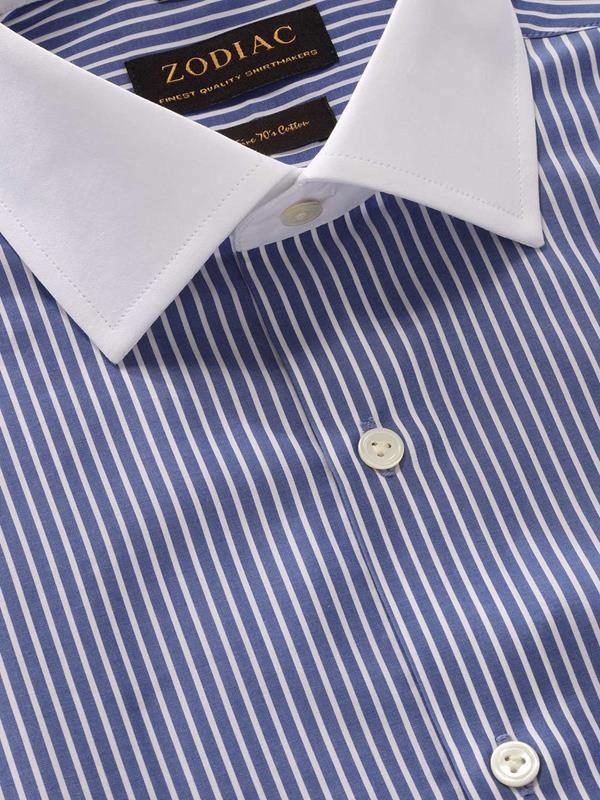 Bankers Ink Striped Full sleeve single cuff Classic Fit Classic Formal Cotton Shirt