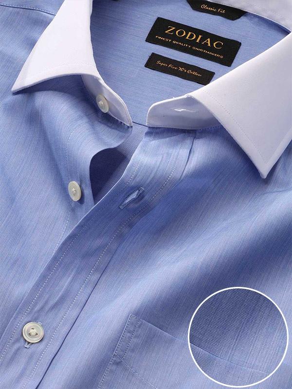 Bankers Medium Blue Solid Full sleeve double cuff Classic Fit Classic Formal Cotton Shirt