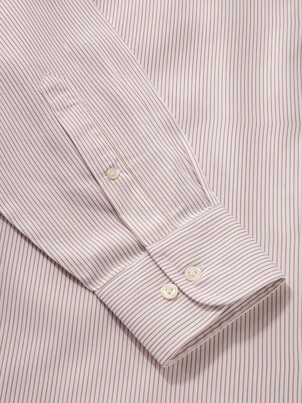 Barboni Sand Striped Full sleeve single cuff Classic Fit Classic Formal Cotton Shirt