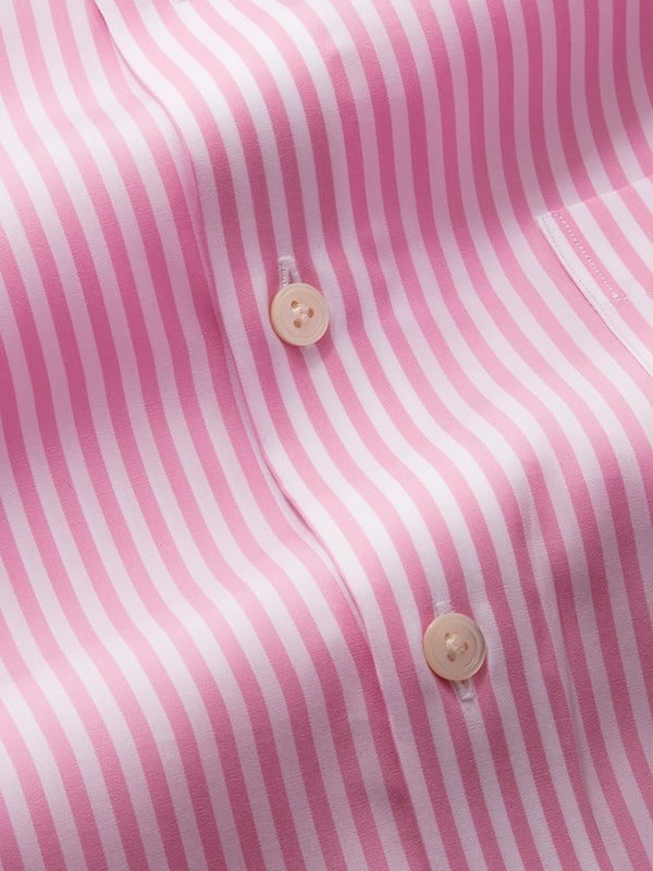 Barboni Pink Striped Full sleeve single cuff Tailored Fit Formal Cotton Shirt