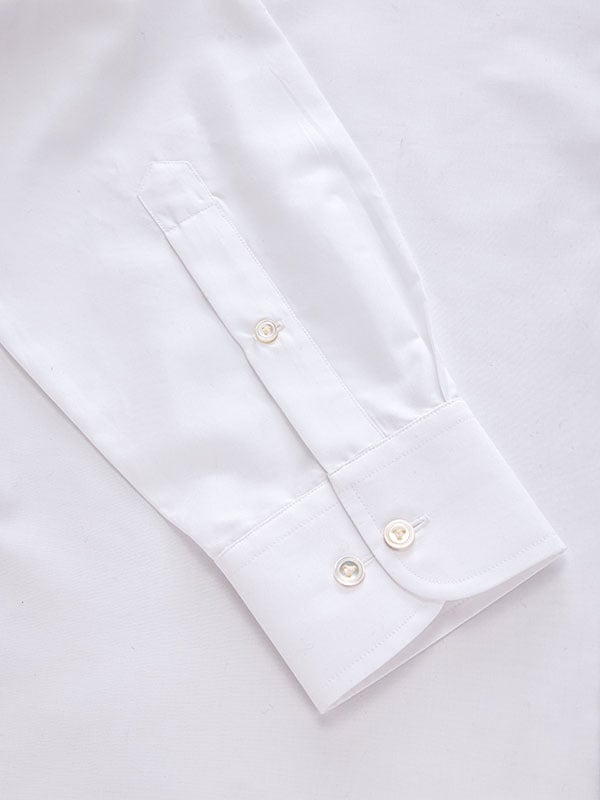 Barboni White Solid Full Sleeve Single Cuff Classic Fit Classic Formal Cotton Shirt
