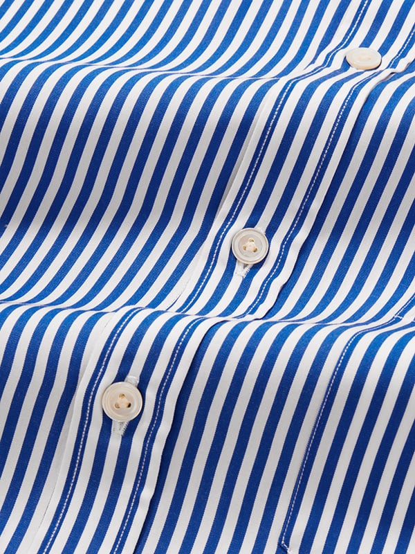 Barboni Blue Striped Full Sleeve Double Cuff Classic Fit Classic Formal Cotton Shirt