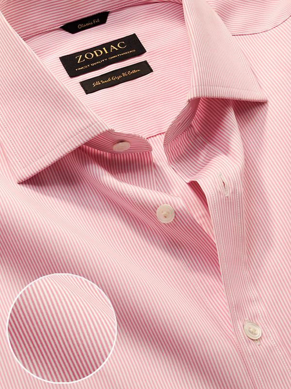 Barboni Pink Striped Full Sleeve Single Cuff Classic Fit Classic Formal Cotton Shirt