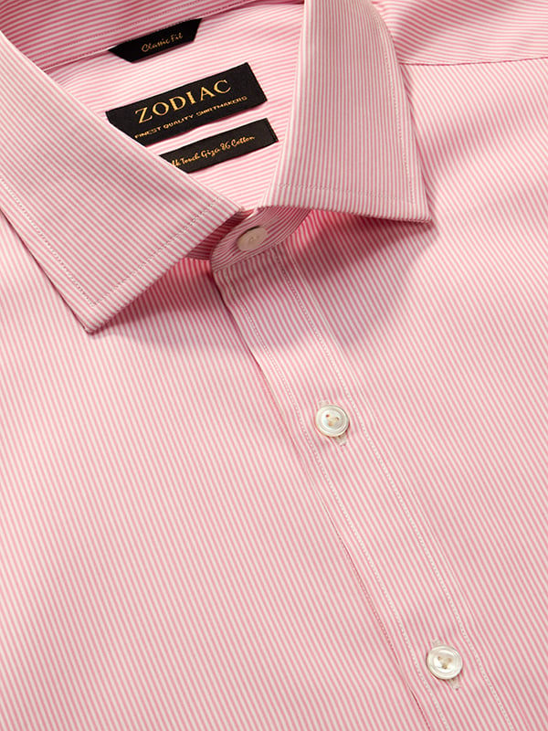 Barboni Pink Striped Full Sleeve Single Cuff Classic Fit Classic Formal Cotton Shirt