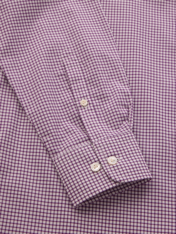 Barboni Lilac Check Full Sleeve Single Cuff Tailored Fit Classic Formal Cotton Shirt
