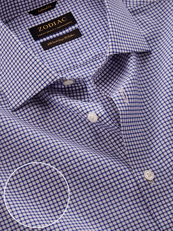 Barboni Navy Check Full Sleeve Single Cuff Tailored Fit Classic Formal Cotton Shirt