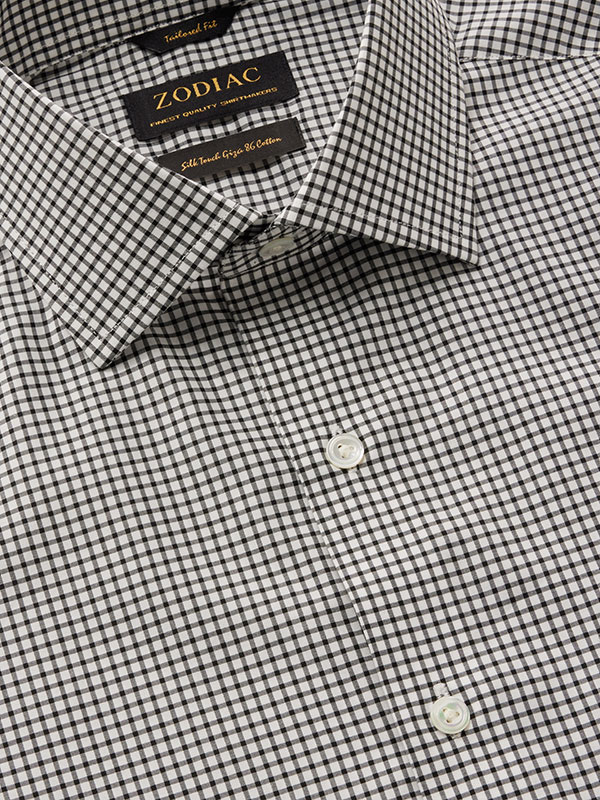 Barboni Black & White Check Full Sleeve Single Cuff Tailored Fit Classic Formal Cotton Shirt