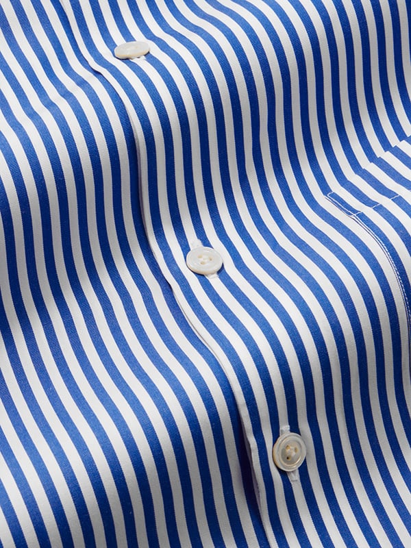 Barboni Blue Striped Full Sleeve Double Cuff Tailored Fit Classic Formal Cotton Shirt