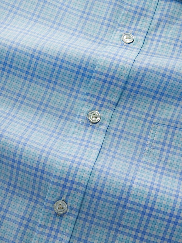 Barboni Aqua Check Half Sleeve Classic Fit Classic Formal Cotton Shirt