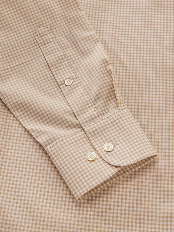 Barboni Beige Check Full Sleeve Single Cuff Classic Fit Classic Formal Cotton Shirt