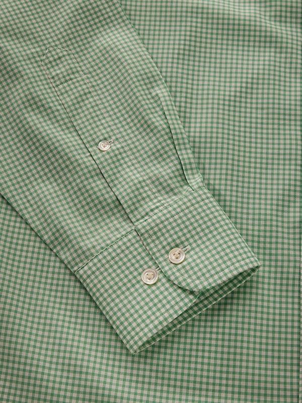 Barboni Green Check Full Sleeve Single Cuff Classic Fit Classic Formal Cotton Shirt