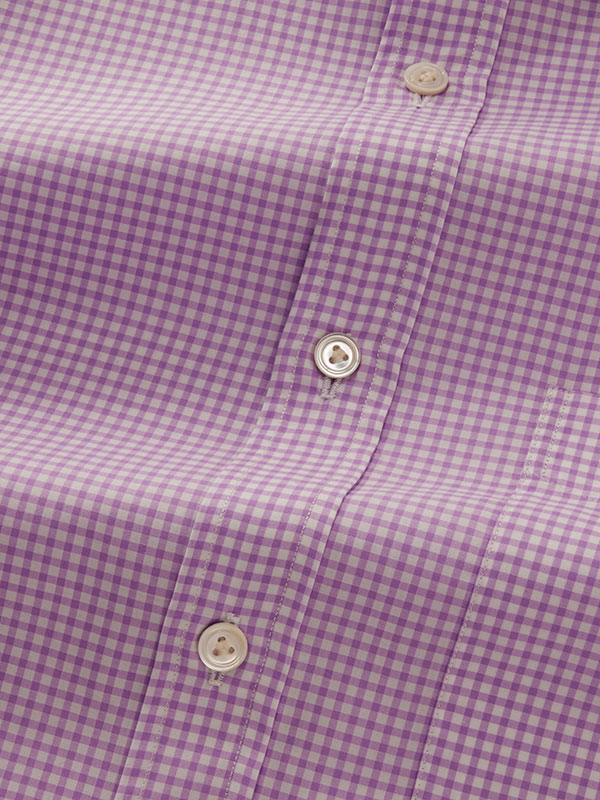 Barboni Lilac Check Full Sleeve Single Cuff Classic Fit Classic Formal Cotton Shirt