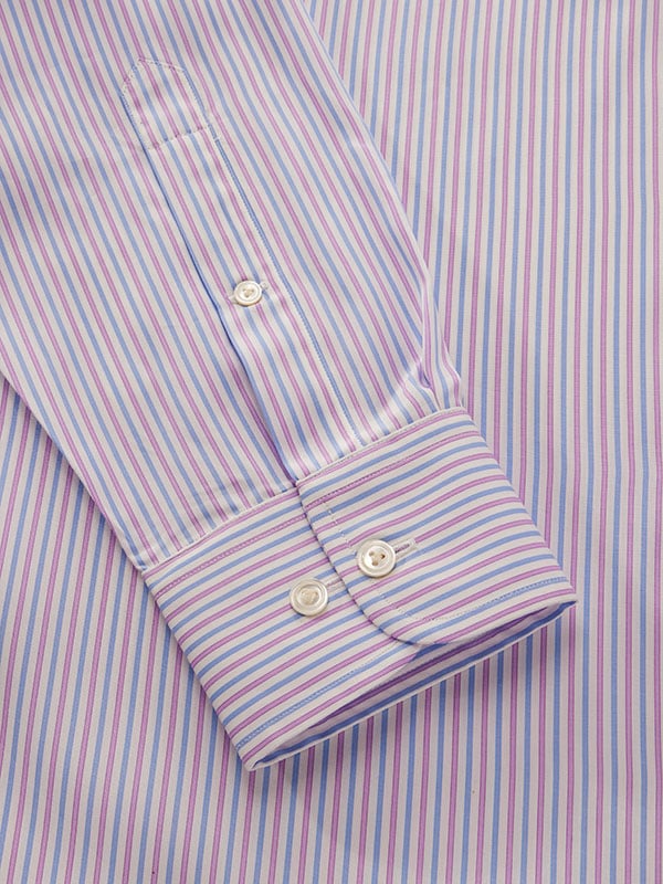 Barboni Lilac Striped Full Sleeve Single Cuff Classic Fit Classic Formal Cotton Shirt