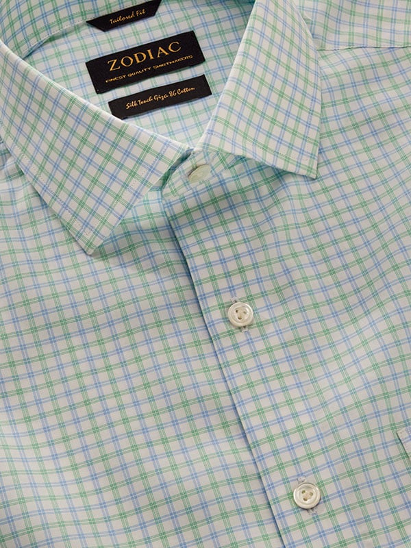 Barboni Green Check Full Sleeve Single Cuff Tailored Fit Classic Formal Cotton Shirt