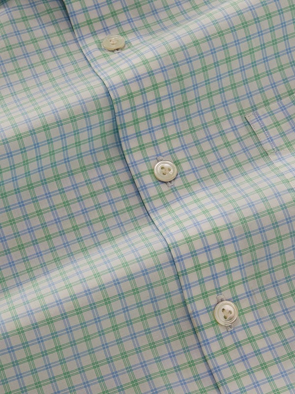 Barboni Green Check Full Sleeve Single Cuff Tailored Fit Classic Formal Cotton Shirt