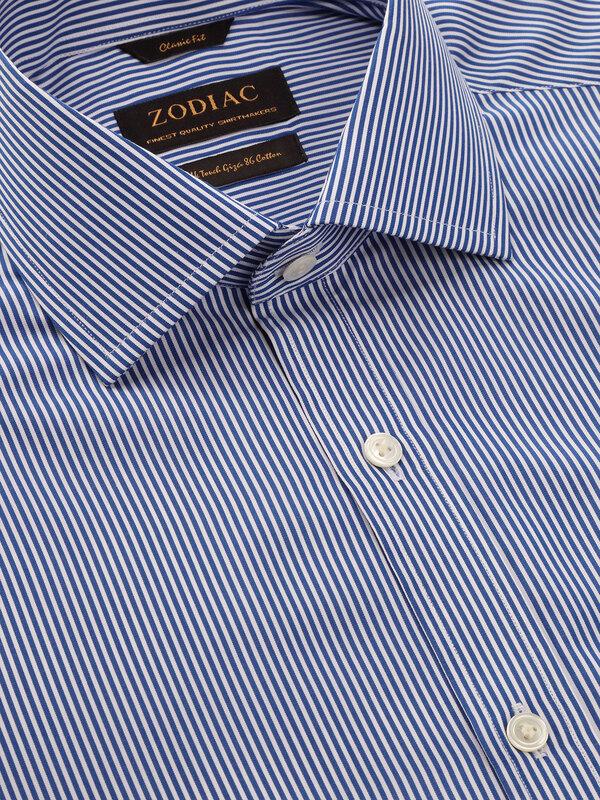 Barboni Blue Striped Full sleeve double cuff Classic Fit Classic Formal Cotton Shirt