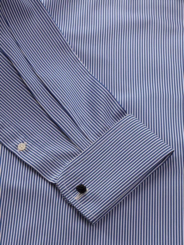 Barboni Blue Striped Full sleeve double cuff Classic Fit Classic Formal Cotton Shirt