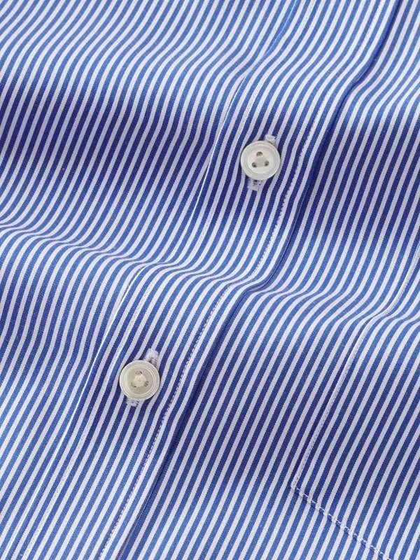 Barboni Blue Striped Full sleeve single cuff Classic Fit Classic Formal Cotton Shirt