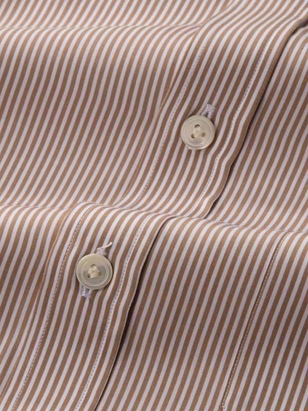 Barboni Beige Striped single cuff Classic Fit Classic Formal Cotton Shirt