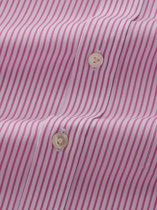 Barboni Pink Striped Full sleeve single cuff Classic Fit Classic Formal Cotton Shirt