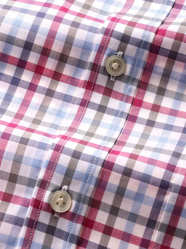Barboni Pink Check Full sleeve single cuff Classic Fit Classic Formal Cotton Shirt
