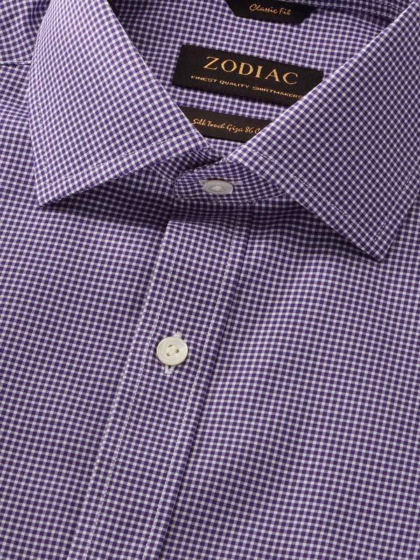 Barboni Purple Check Full sleeve single cuff Classic Fit Classic Formal Cotton Shirt