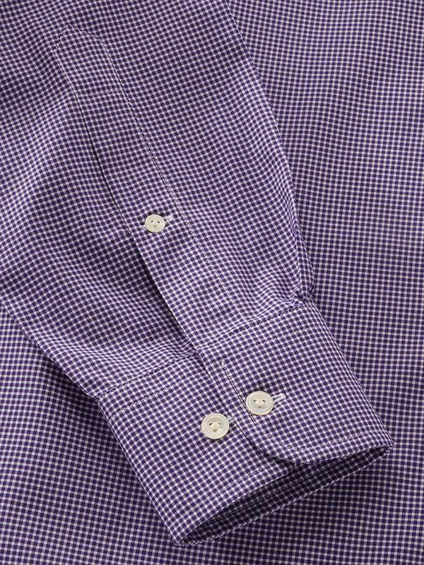 Barboni Purple Check Full sleeve single cuff Classic Fit Classic Formal Cotton Shirt