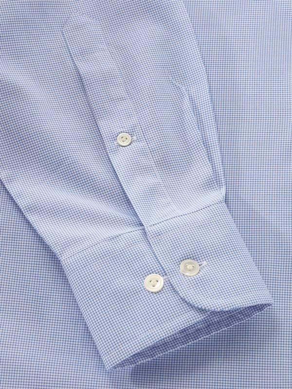 Barboni Blue Check Full sleeve single cuff Classic Fit Formal Cotton Shirt