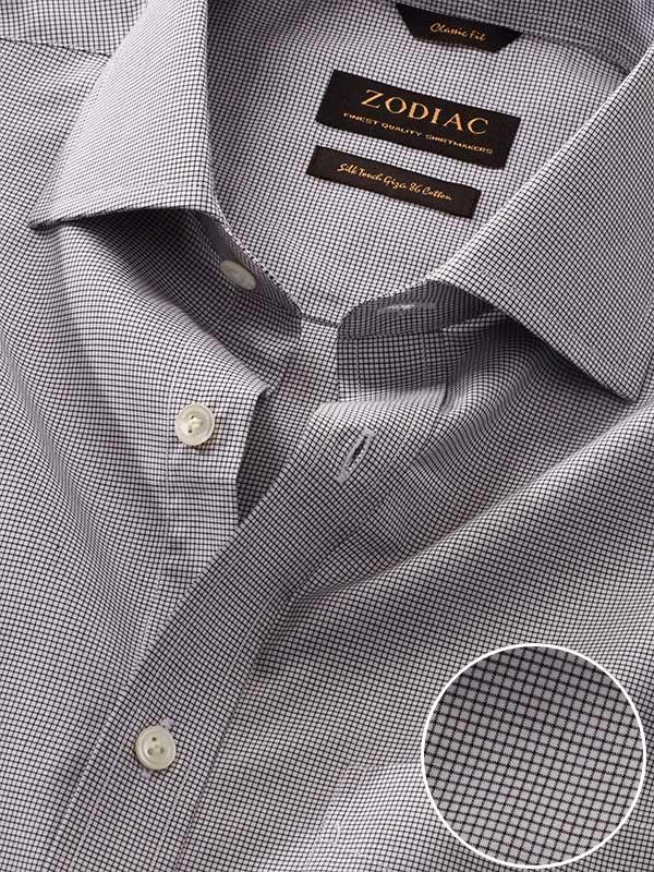 Barboni Light Grey Check Full sleeve single cuff Classic Fit Classic Formal Cotton Shirt