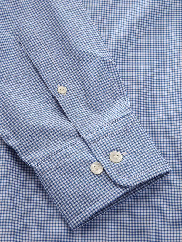 Barboni Blue Check Full sleeve single cuff Classic Fit Classic Formal Cotton Shirt