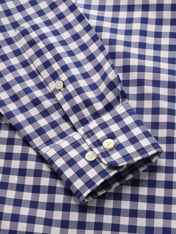 Barboni Navy Check single cuff Classic Fit Classic Formal Cotton Shirt