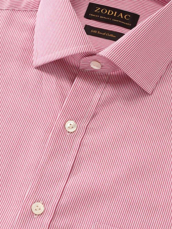 Barboni Red Striped Full sleeve single cuff Classic Fit Classic Formal Cotton Shirt