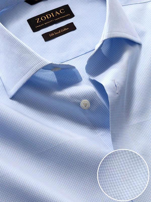 Barboni Sky Check Full Sleeve Single Cuff Tailored Fit Classic Formal Egyptian Giza 86 Silk Touch Cotton Shirt