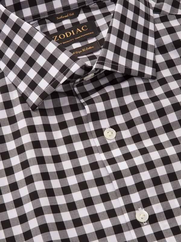 Barboni Black & White Check single cuff Tailored Fit Classic Formal Cotton Shirt