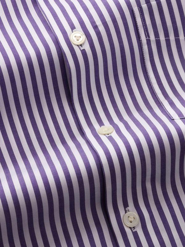 Barboni Purple Striped Full sleeve single cuff Tailored Fit Classic Formal Cotton Shirt