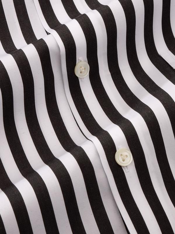 Barboni Black & White Striped Full sleeve single cuff Classic Fit Classic Formal Cotton Shirt