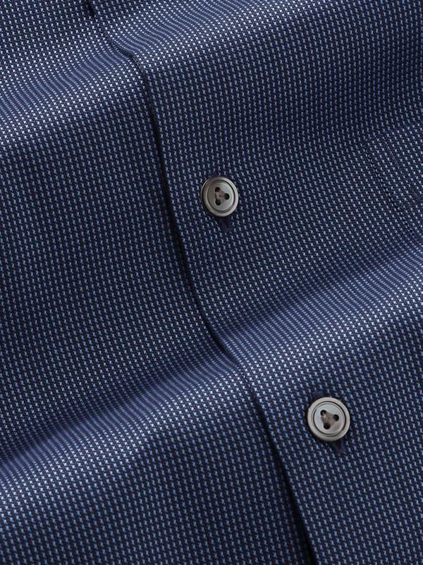Barolo Blue Solid Full sleeve single cuff Tailored Fit Semi Formal Dark Cotton Shirt