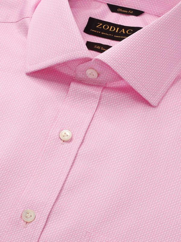Bassano Pink Printed Full sleeve single cuff Classic Fit Formal Cotton Shirt