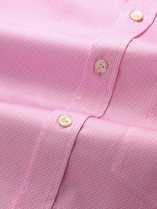 Bassano Pink Printed Full sleeve single cuff Classic Fit Formal Cotton Shirt