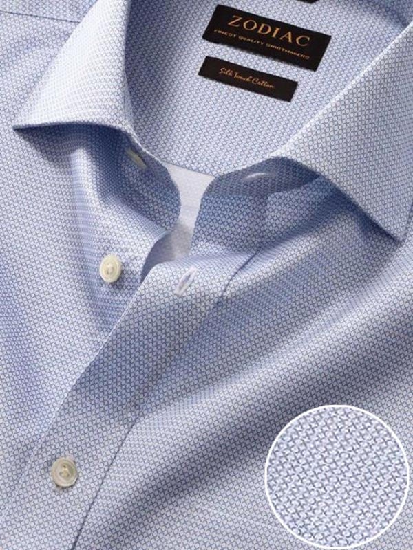 Bassano Sky Printed Full sleeve single cuff Classic Fit Formal Cotton Shirt