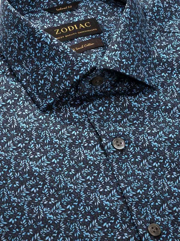 Bassano Turquoise Printed Full sleeve single cuff Tailored Fit Classic Formal Cotton Shirt